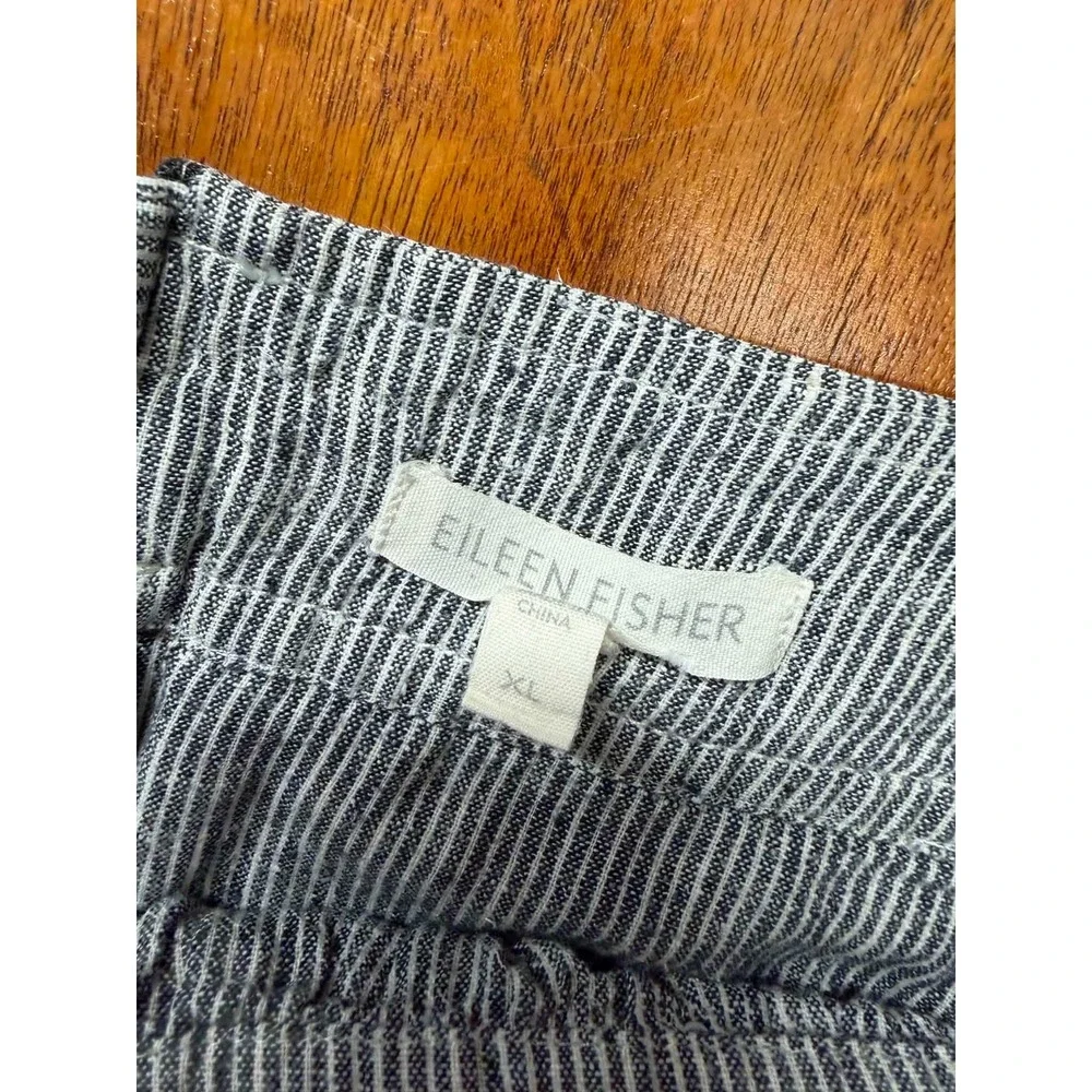 Eileen Fisher Striped Hemp Organic Cotton A-Line Mini Skirt Blue White XL